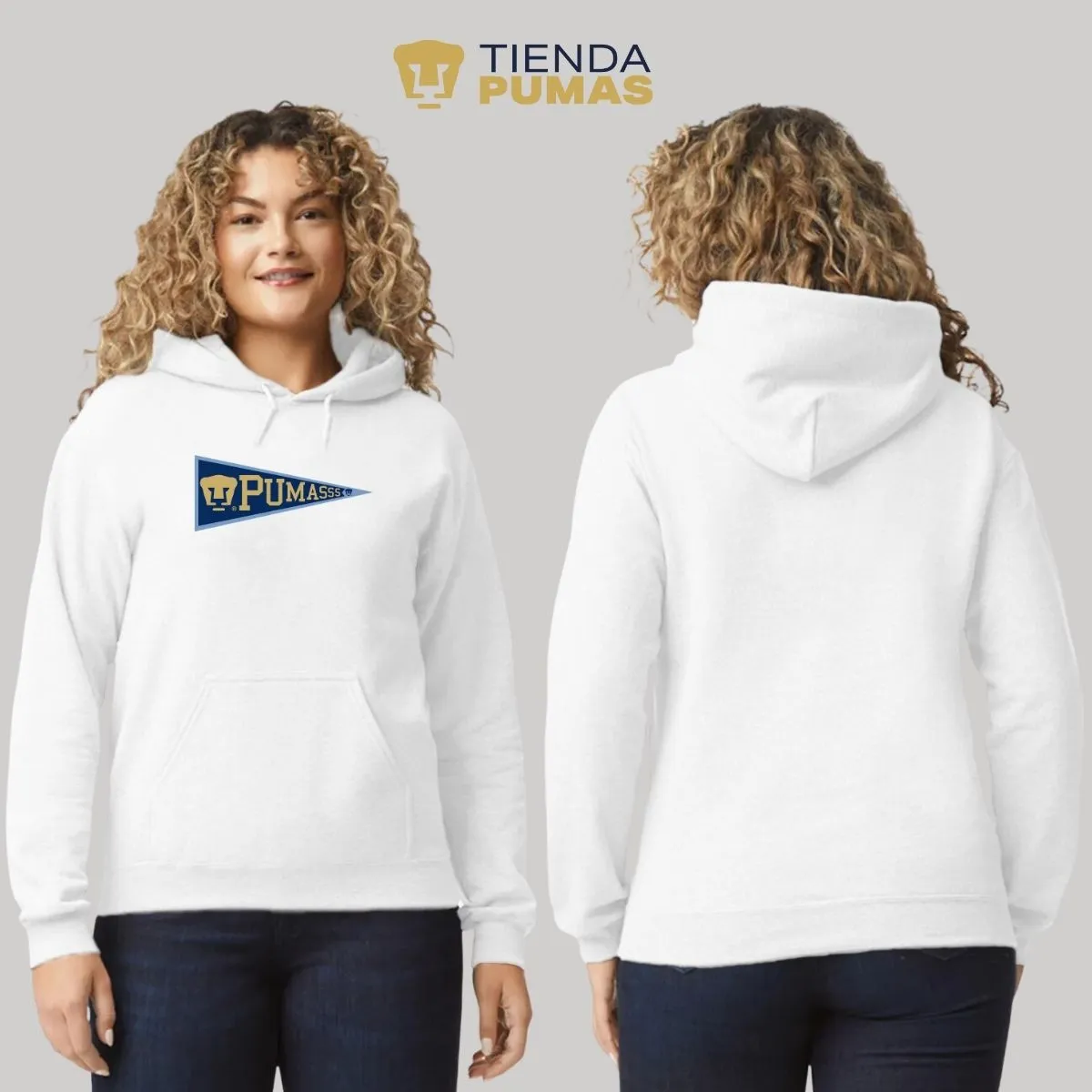 Sudadera Mujer Hoodie Pumas UNAM Banderín