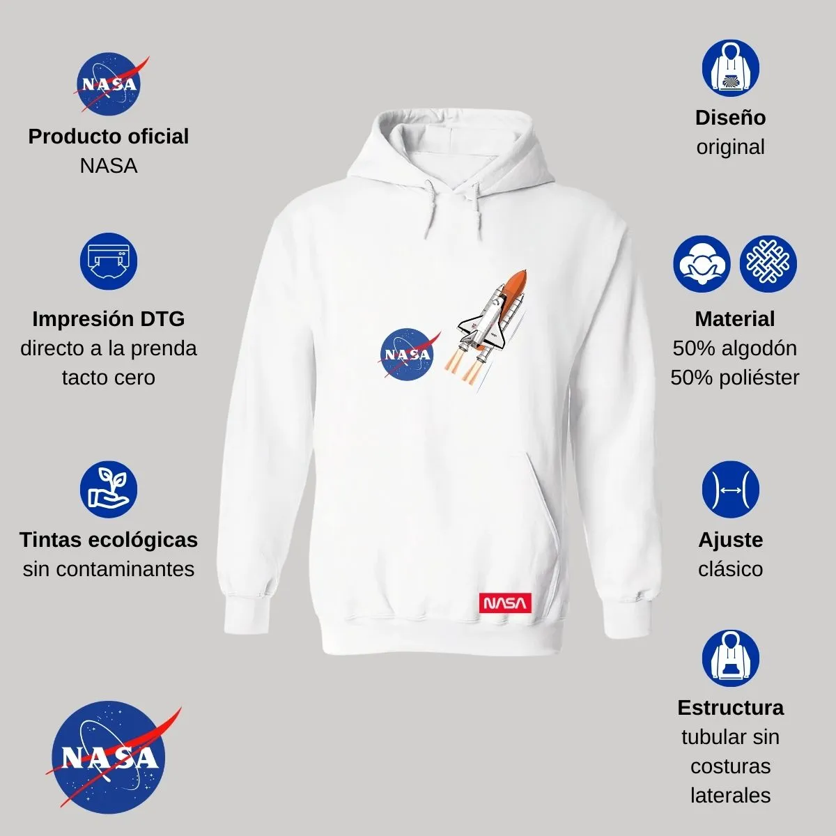 Sudadera para Hombre Hoodie Nasa Transbordador