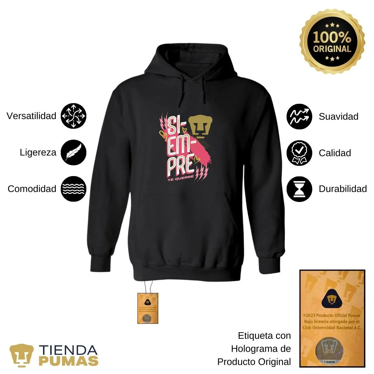 Sudadera para Hombre Hoodie Pumas UNAM Siempre te querré