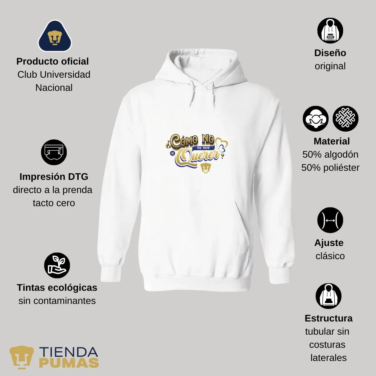 Sudadera para Mujer Hoodie Pumas UNAM Cómo te voy a querer