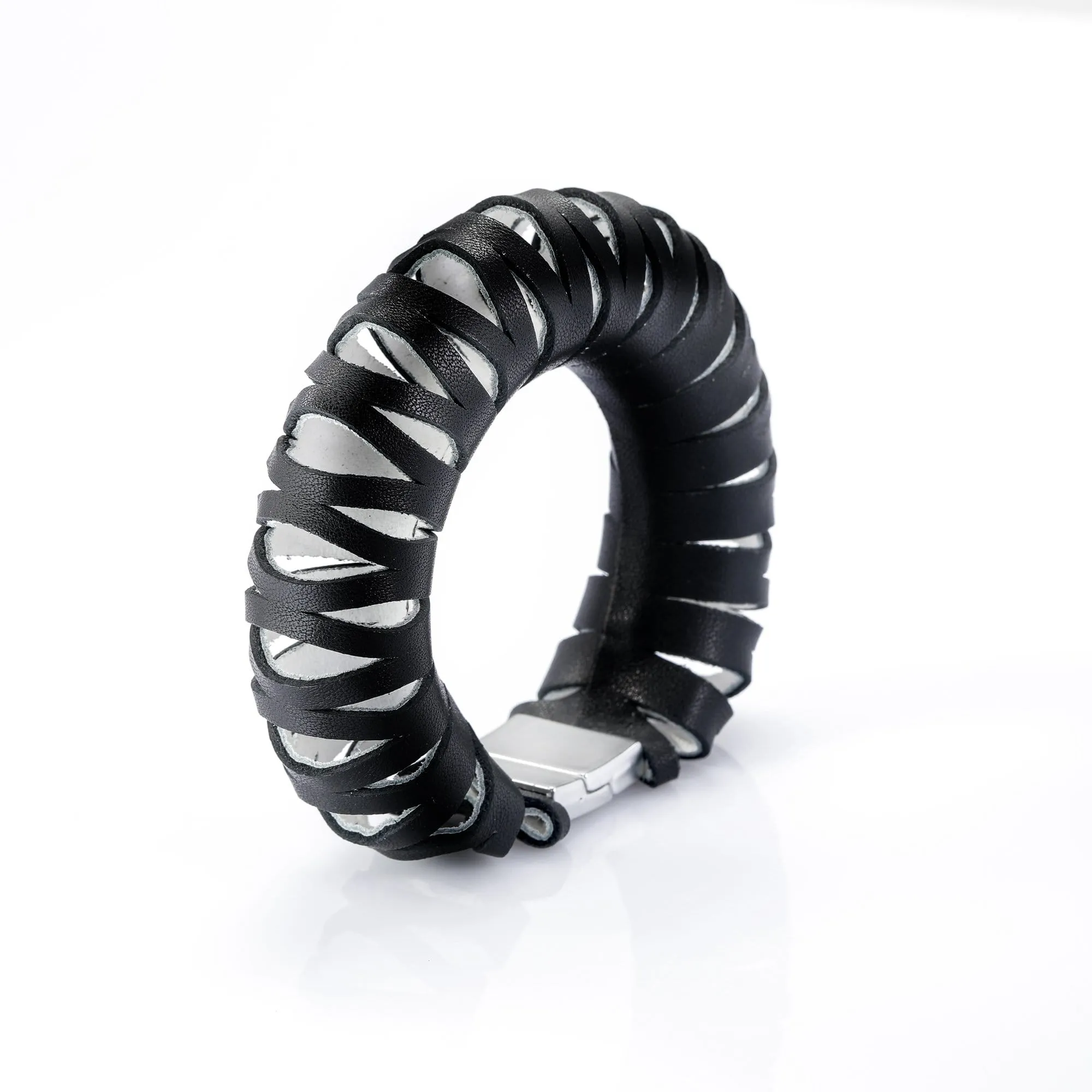 Sunflower Black leather statement bracelet