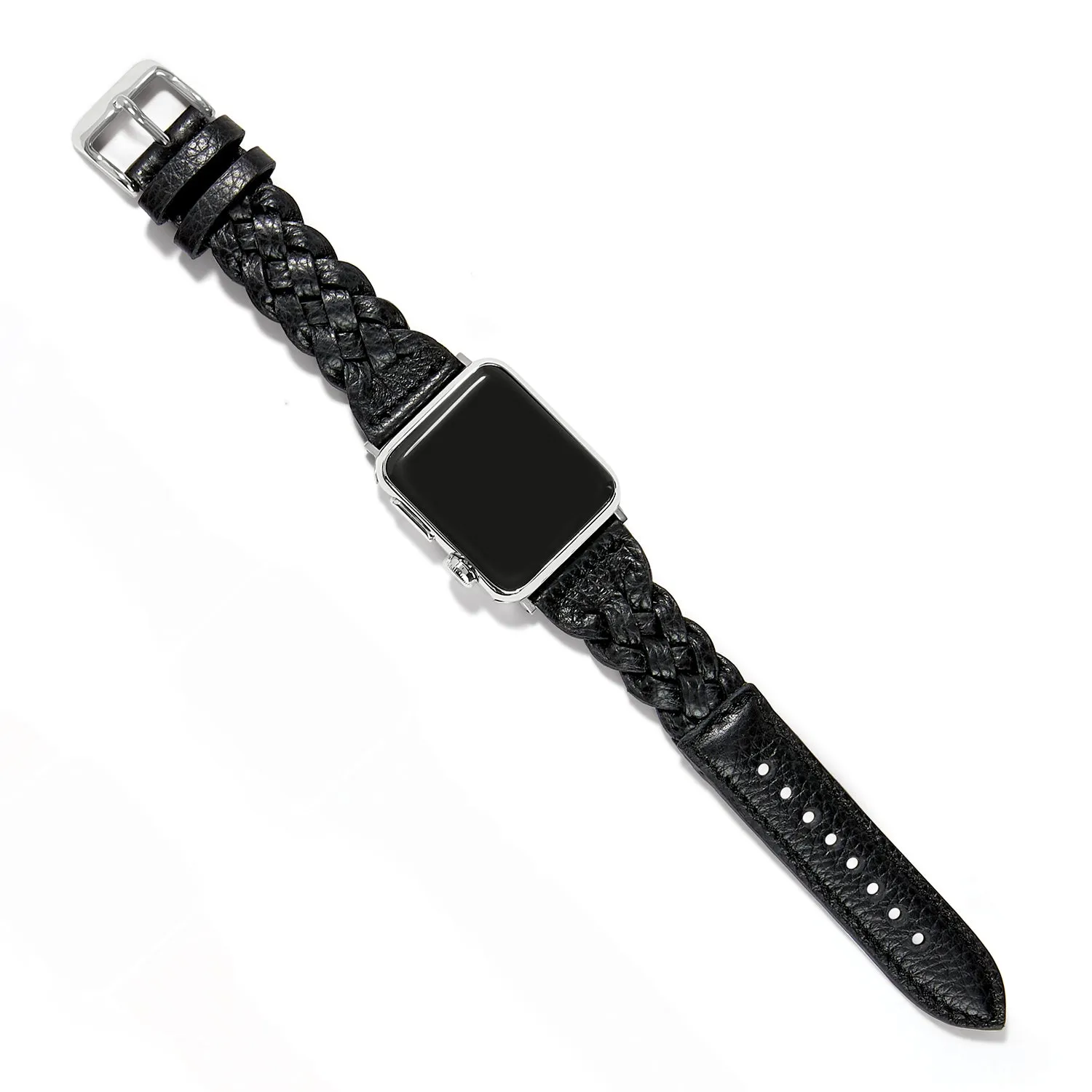 Sutton Braided Leather Watch Band Black