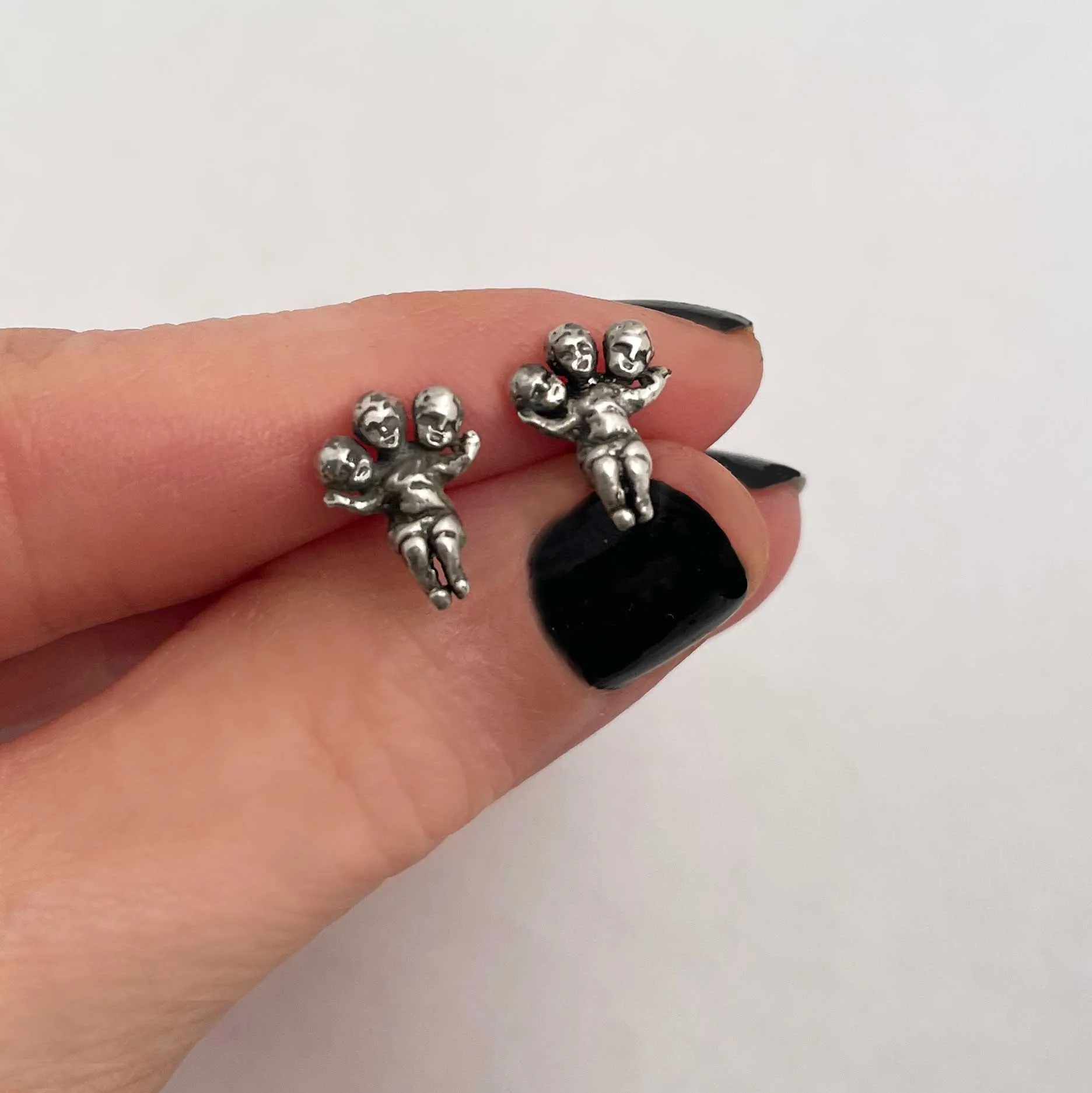 Three Headed Baby Stud Earrings- Ready to Ship