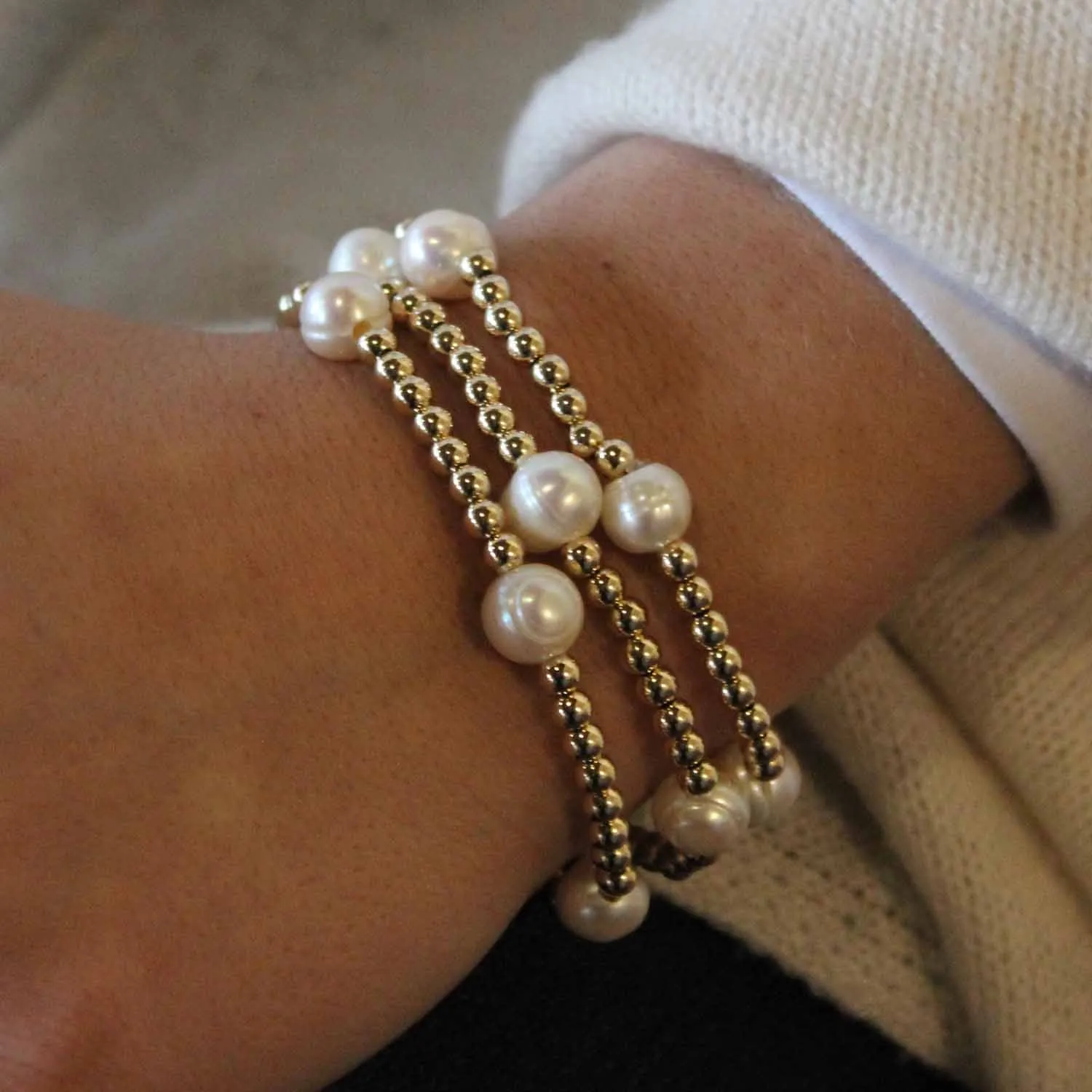 Three Multi Pearl Bracelet