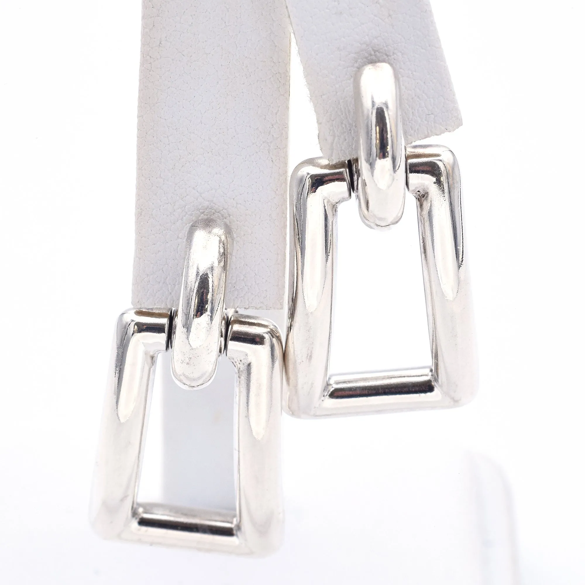 Tiffany & Co. Vintage Sterling Silver Open Rectangle Omega-Back Drop Earrings