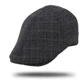 Tweed Plaid Flat Cap-STC1640