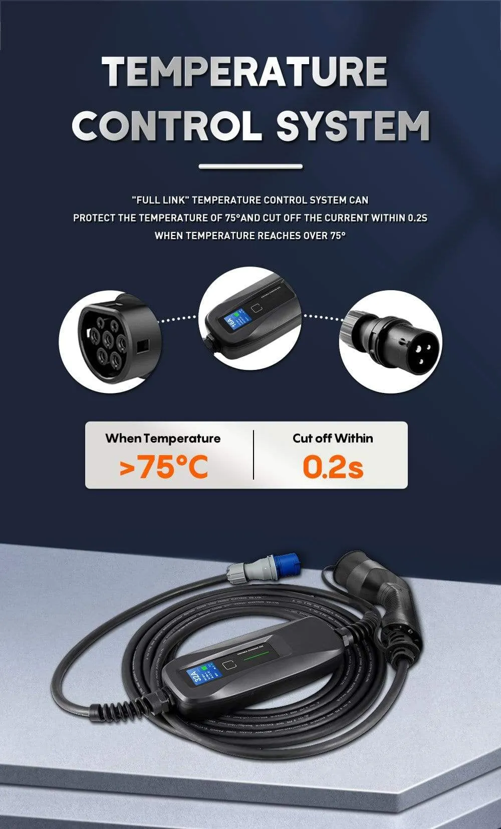 Type2 EV Charger Level 16/24/32A Portable Electric Vehicle  CEE Plug 220V-240V  EVSE Car Charging Cable IEC 62196-2 6M