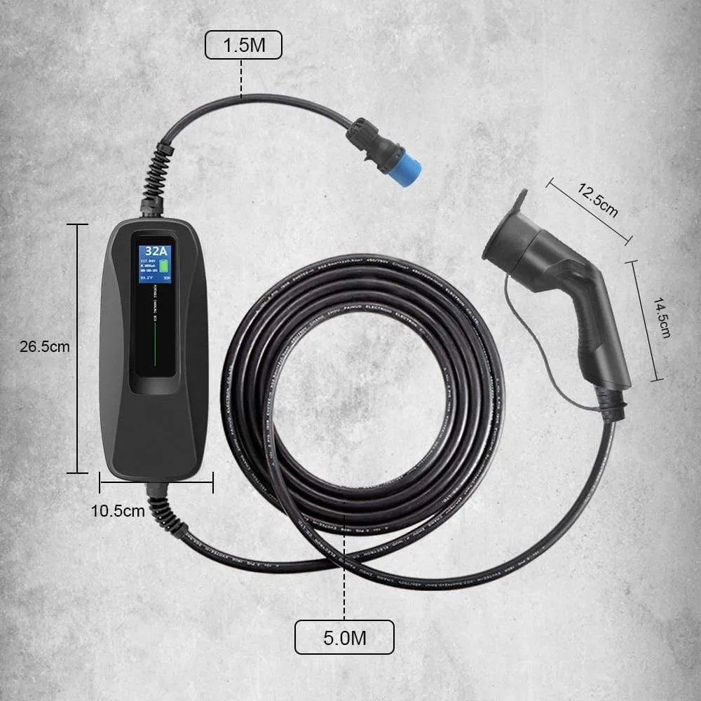 Type2 EV Charger Level 16/24/32A Portable Electric Vehicle  CEE Plug 220V-240V  EVSE Car Charging Cable IEC 62196-2 6M