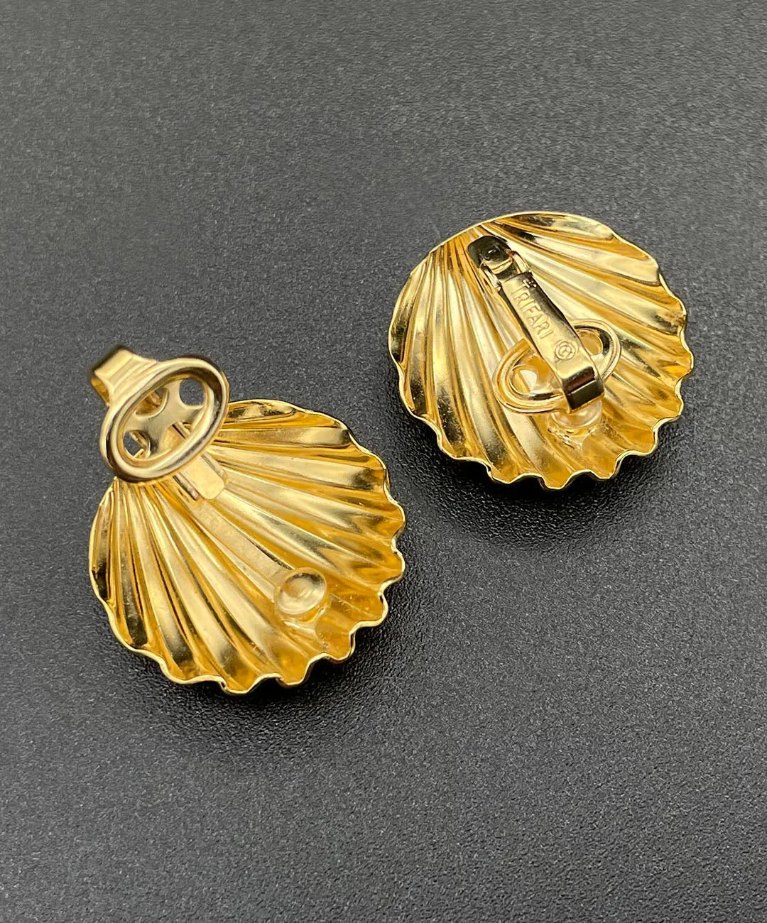 【USA輸入】 ヴィンテージ TRIFARI シェル イヤリング/Vintage TRIFARI Shell Clip On Earrings