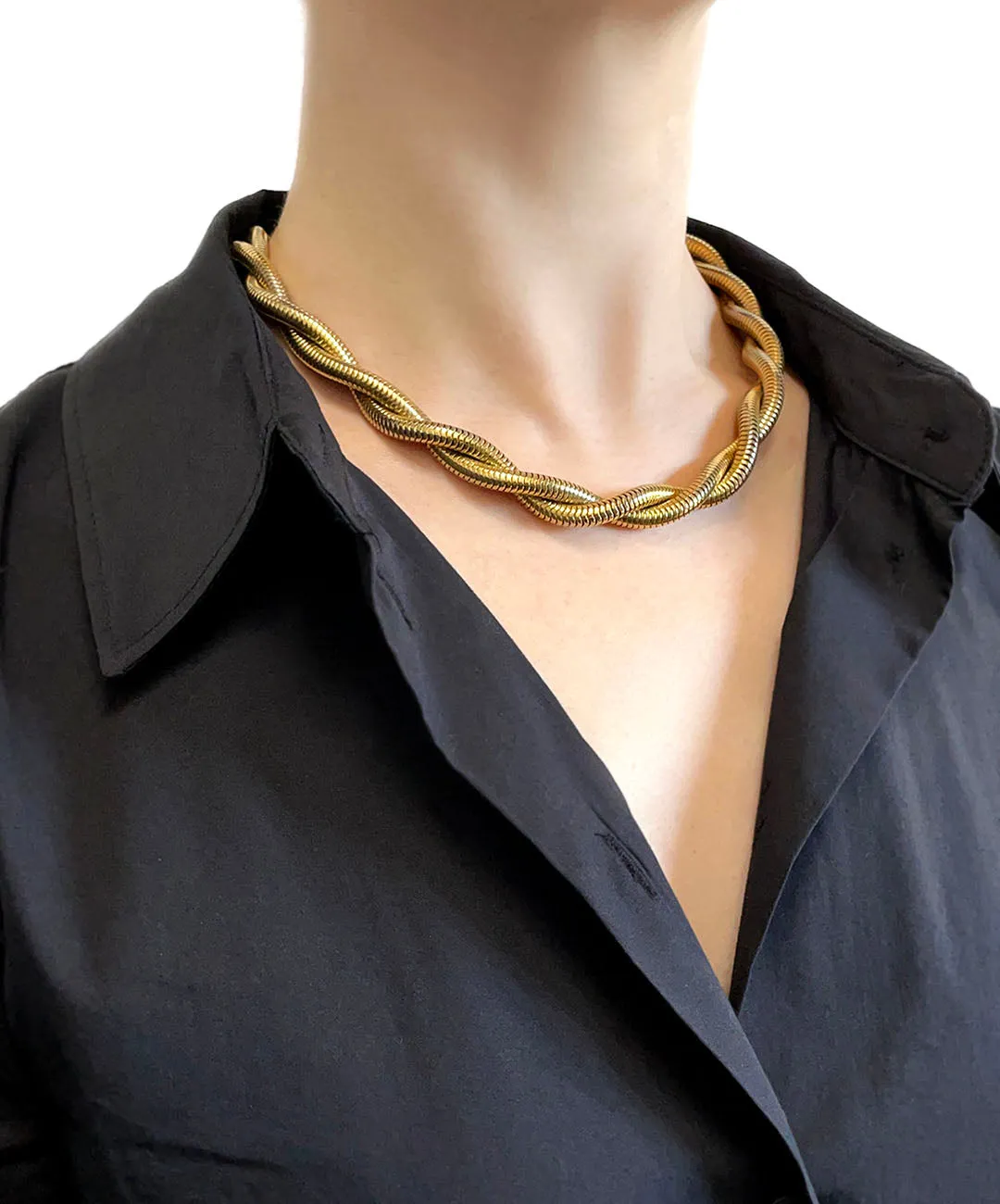 【USA輸入】ヴィンテージ MONET ツイスト スネークチェーン ネックレス/Vintage MONET Twisted Chain Necklace