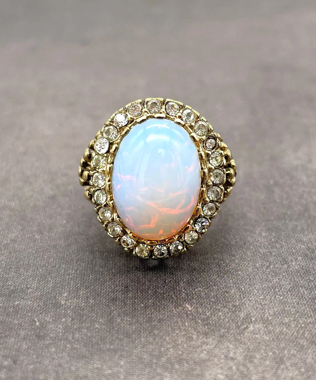 【USA輸入】ヴィンテージ オパールホワイト ビジュー リング/Vintage Opal White Bijou Ring