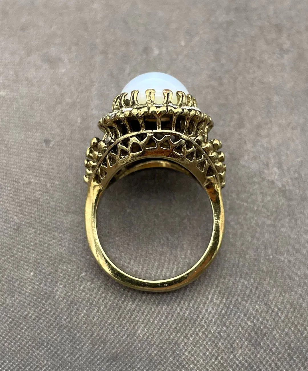 【USA輸入】ヴィンテージ オパールホワイト ビジュー リング/Vintage Opal White Bijou Ring