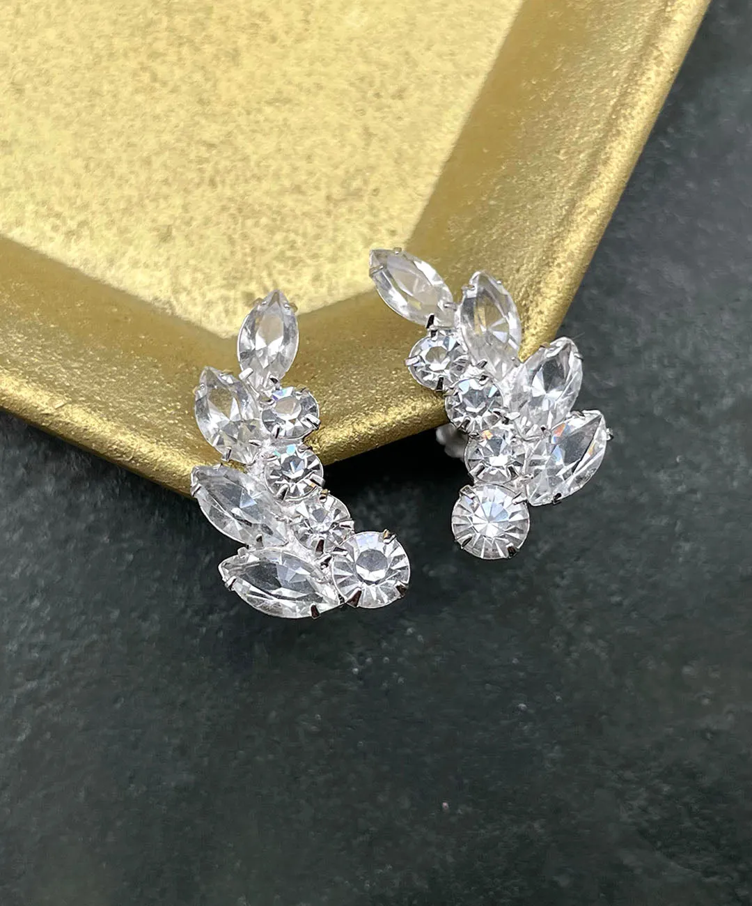 【USA輸入】ヴィンテージ クリア ビジュー イヤリング/Vintage Clear Bijou Screw Back Earrings