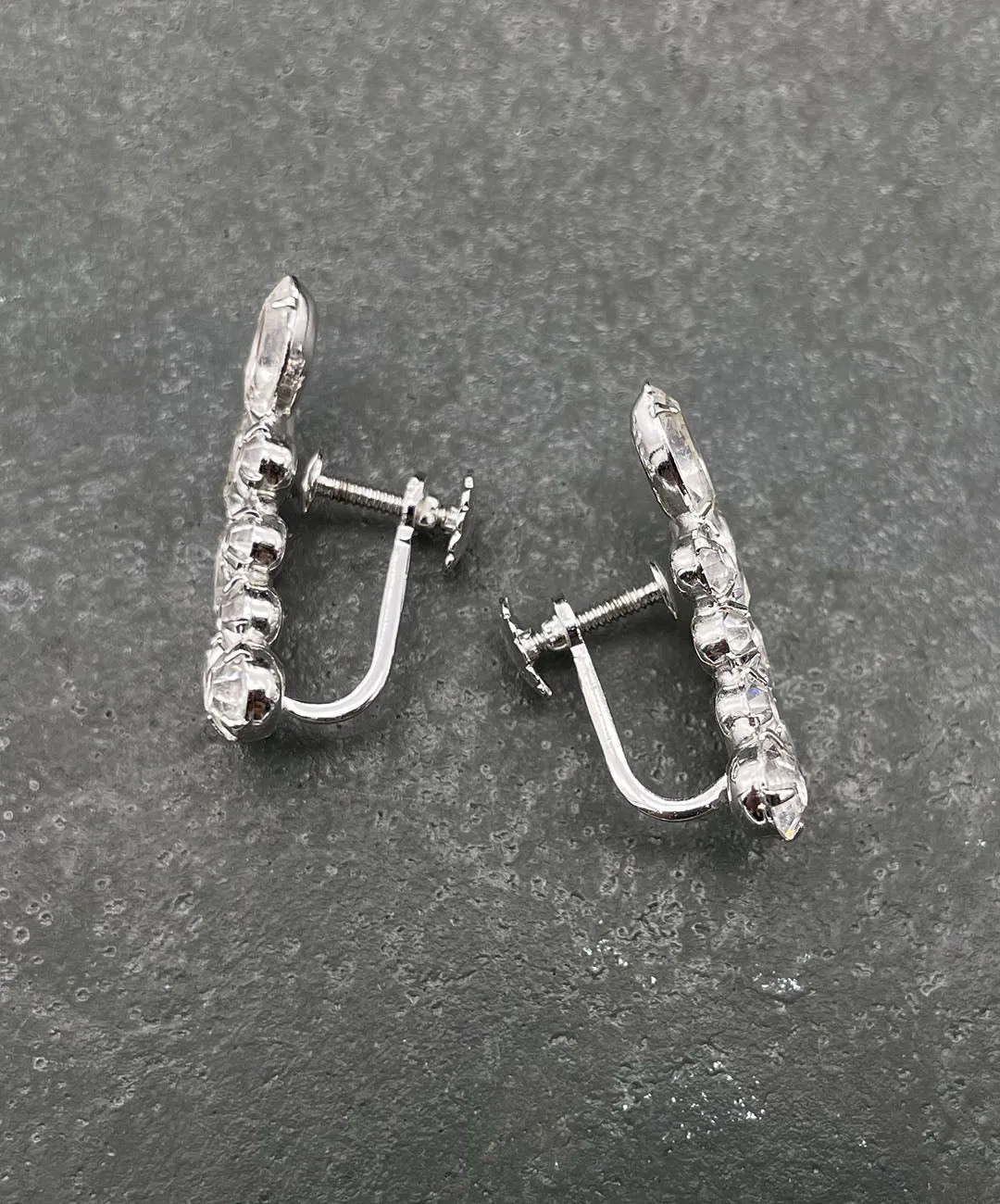 【USA輸入】ヴィンテージ クリア ビジュー イヤリング/Vintage Clear Bijou Screw Back Earrings