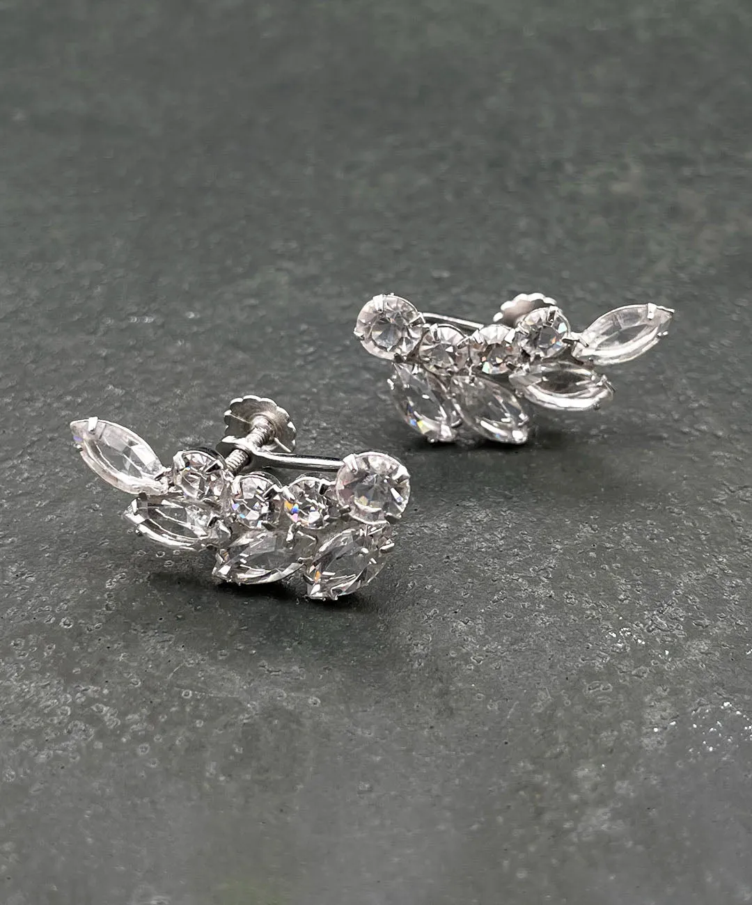 【USA輸入】ヴィンテージ クリア ビジュー イヤリング/Vintage Clear Bijou Screw Back Earrings