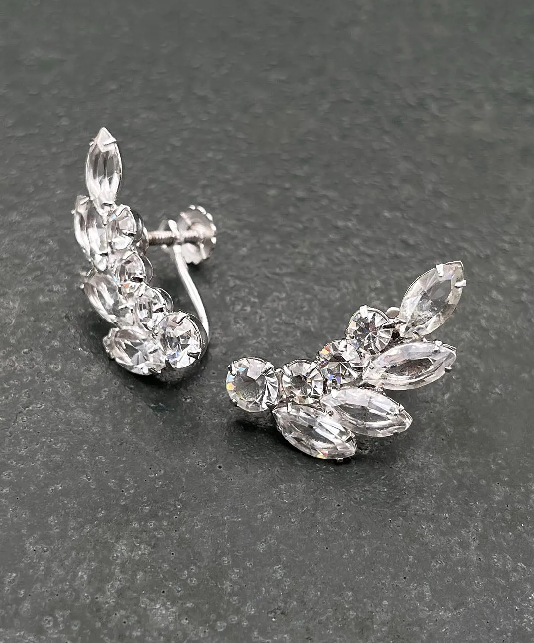 【USA輸入】ヴィンテージ クリア ビジュー イヤリング/Vintage Clear Bijou Screw Back Earrings