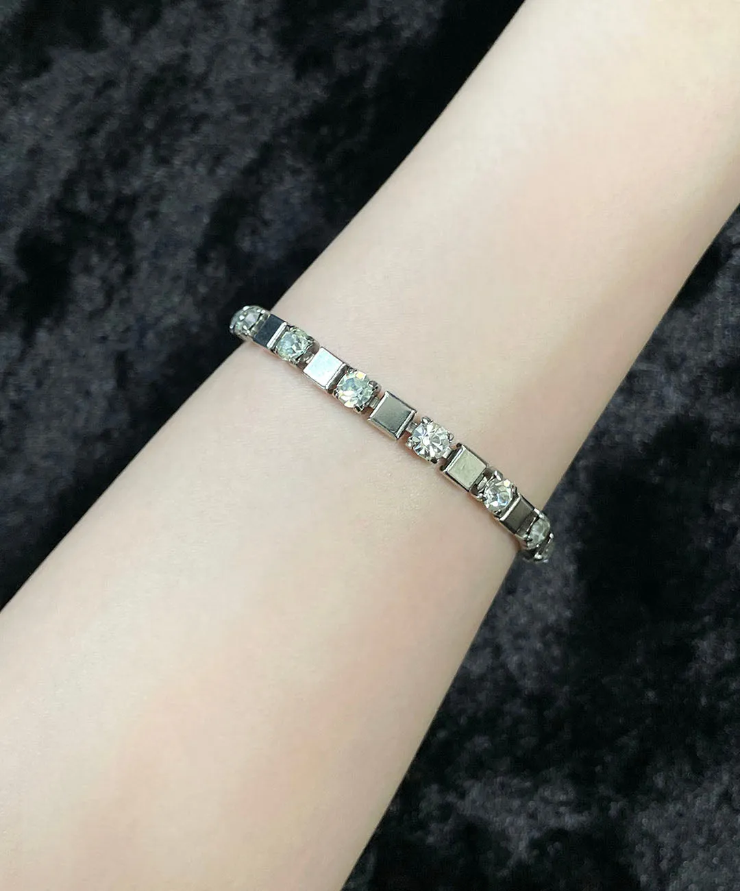 【USA輸入】ヴィンテージ クリアビジュー スクエア ブレスレット/Vintage Clear Bijou Square Bracelet