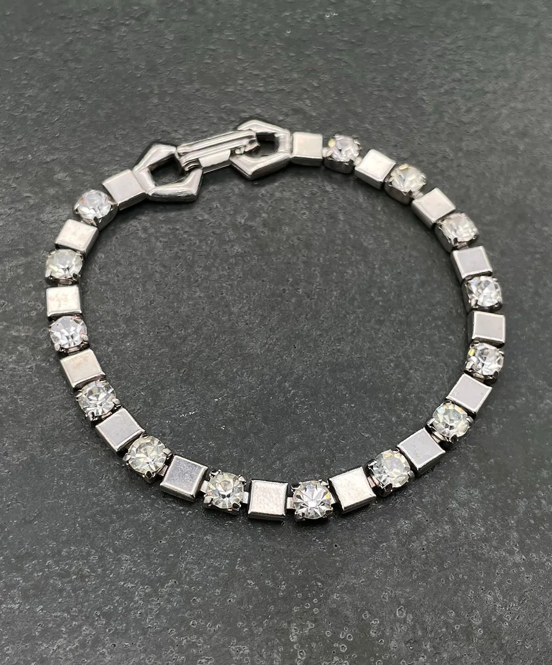 【USA輸入】ヴィンテージ クリアビジュー スクエア ブレスレット/Vintage Clear Bijou Square Bracelet