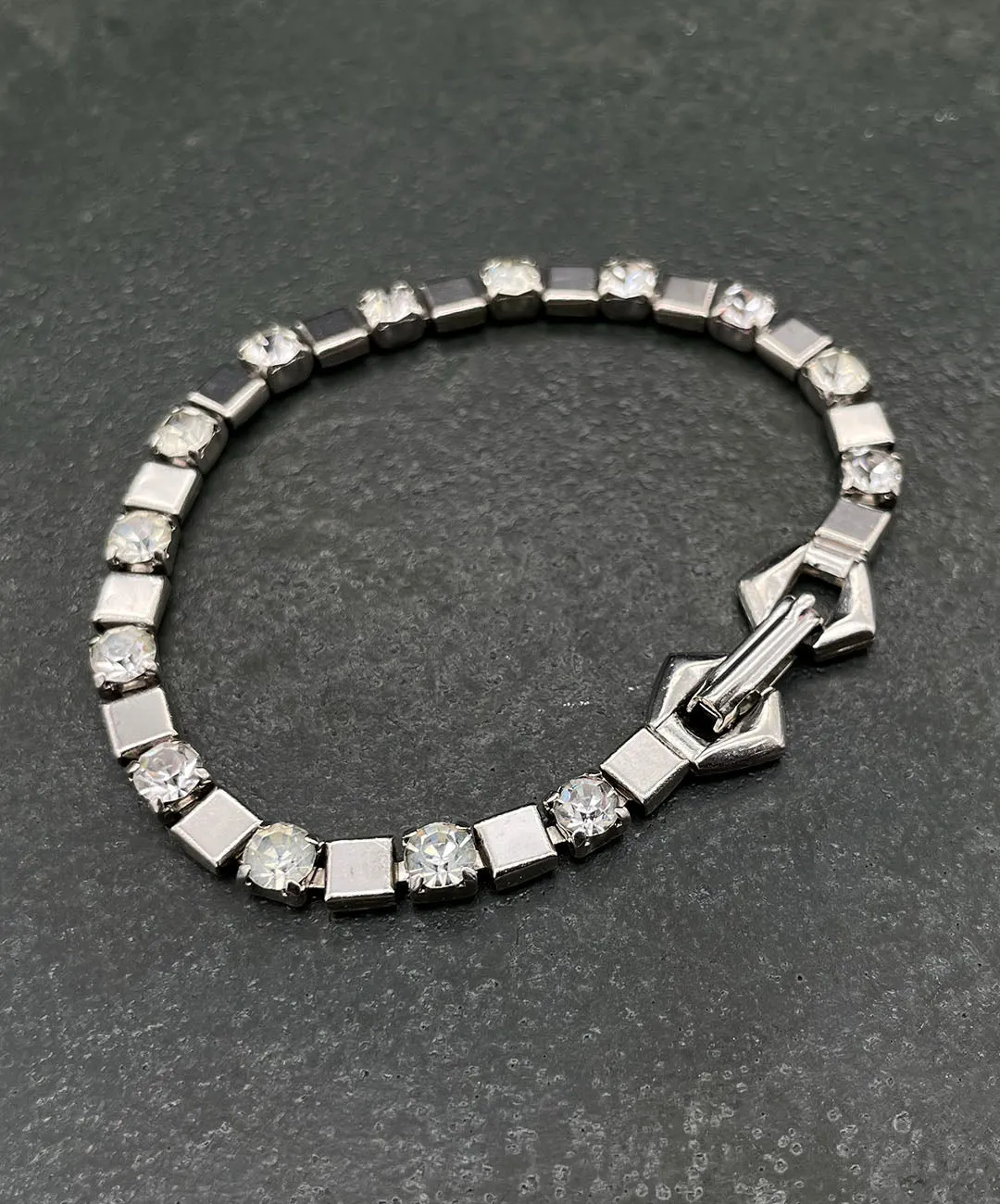 【USA輸入】ヴィンテージ クリアビジュー スクエア ブレスレット/Vintage Clear Bijou Square Bracelet