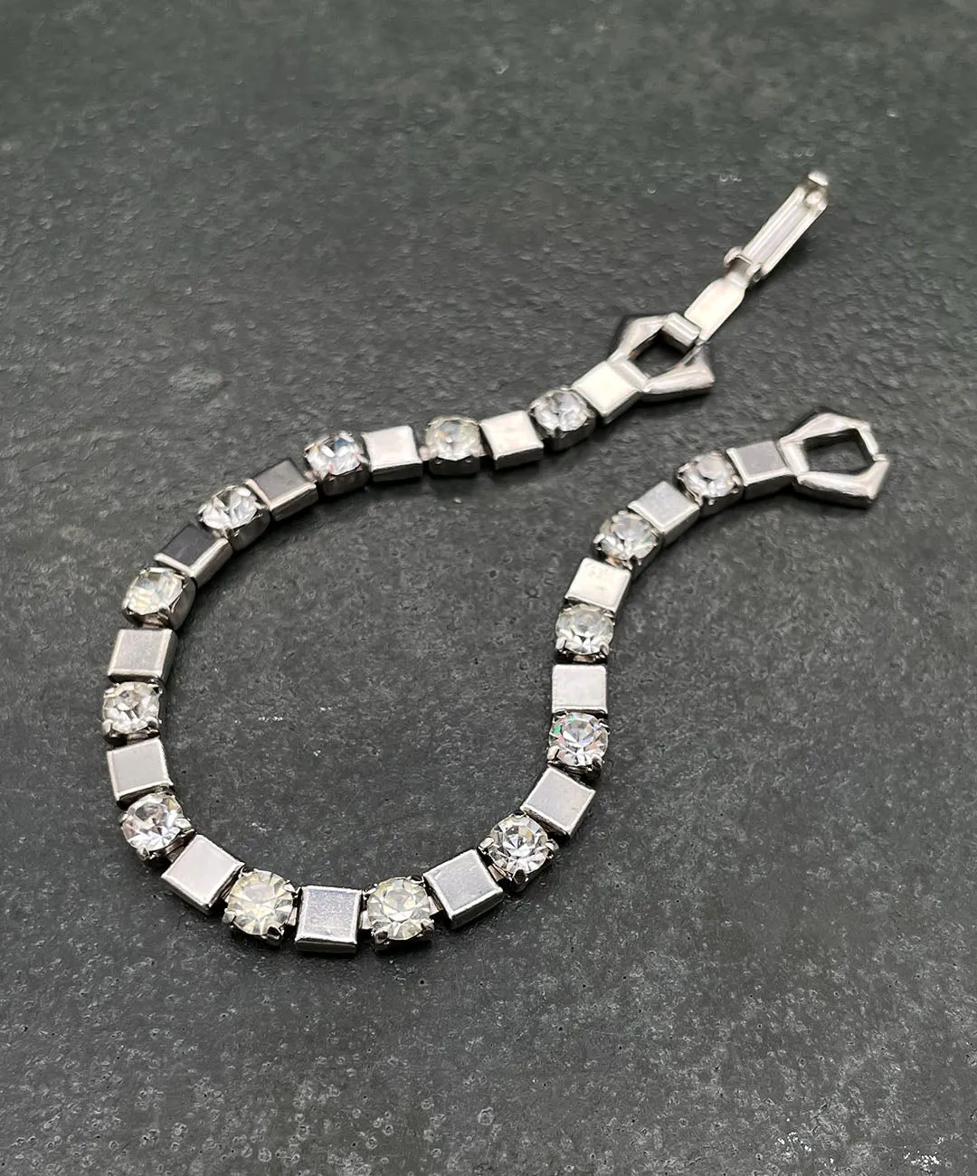 【USA輸入】ヴィンテージ クリアビジュー スクエア ブレスレット/Vintage Clear Bijou Square Bracelet