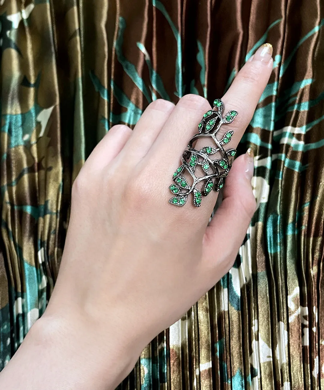 【USA輸入】ヴィンテージ グリーン リーフ ビジュー リング/Vintage Green Leaf Bijou Ring