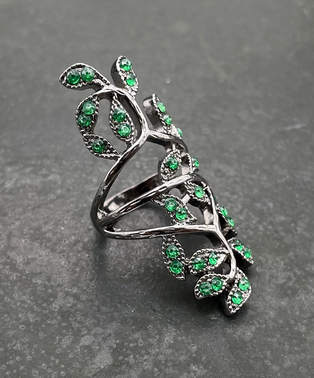 【USA輸入】ヴィンテージ グリーン リーフ ビジュー リング/Vintage Green Leaf Bijou Ring