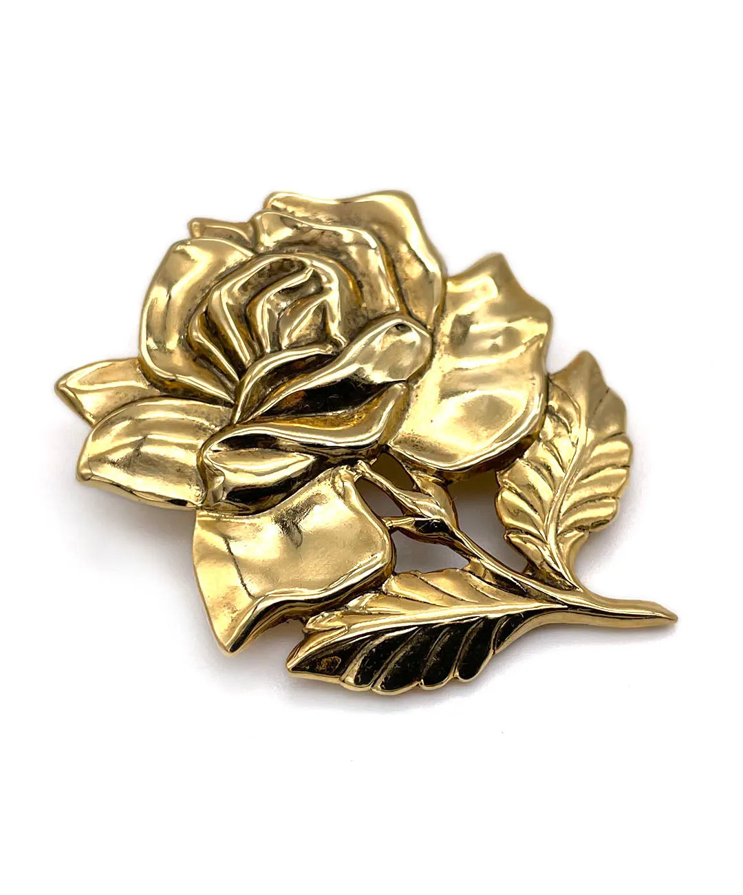 【USA輸入】ヴィンテージ ゴールドローズ スカーフリングドレスクリップ/Vintage Gold Rose Scraf Ring Dress Clip