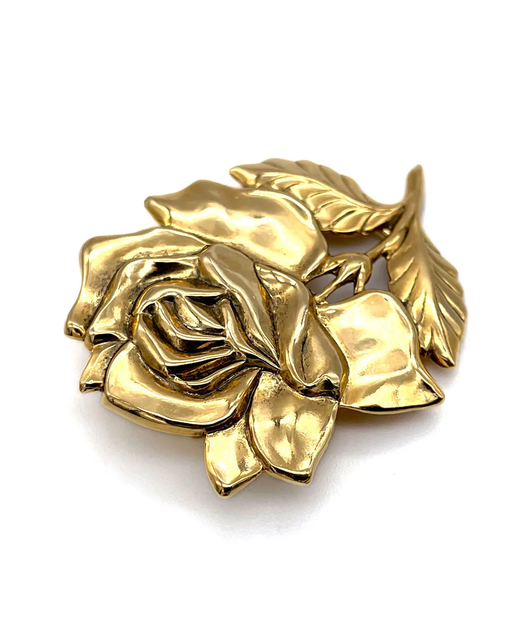 【USA輸入】ヴィンテージ ゴールドローズ スカーフリングドレスクリップ/Vintage Gold Rose Scraf Ring Dress Clip