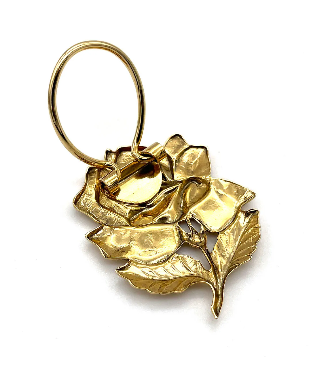 【USA輸入】ヴィンテージ ゴールドローズ スカーフリングドレスクリップ/Vintage Gold Rose Scraf Ring Dress Clip