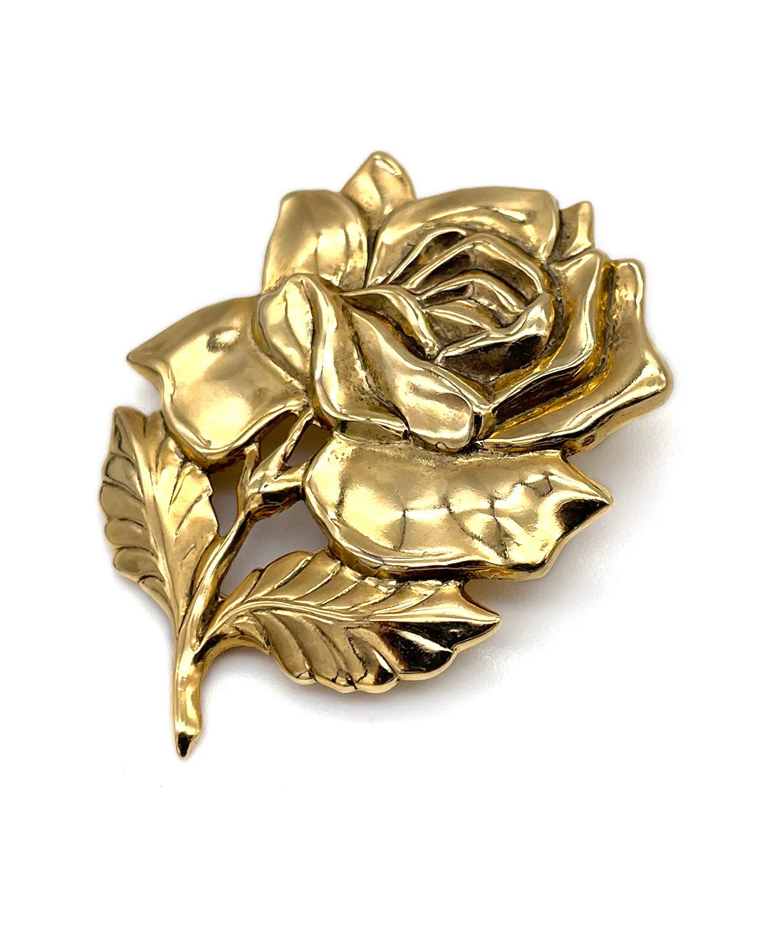 【USA輸入】ヴィンテージ ゴールドローズ スカーフリングドレスクリップ/Vintage Gold Rose Scraf Ring Dress Clip