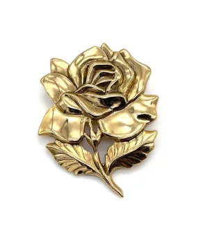 【USA輸入】ヴィンテージ ゴールドローズ スカーフリングドレスクリップ/Vintage Gold Rose Scraf Ring Dress Clip