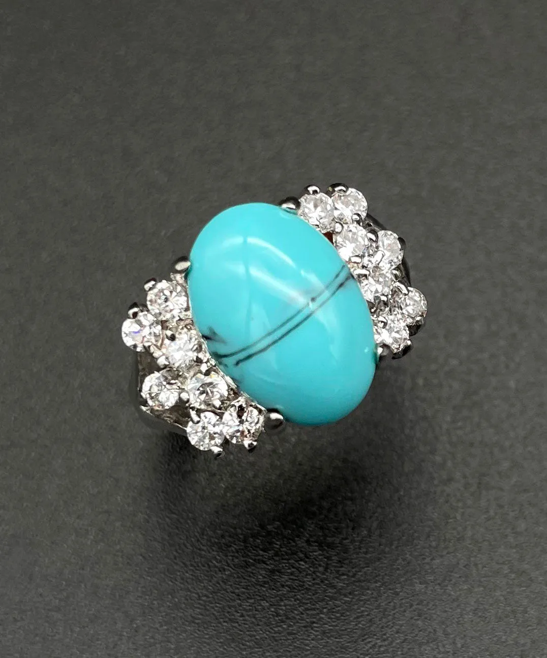 【USA輸入】ヴィンテージ ターコイズブルー カボション ビジュー リング/Vintage Turquoise Cabochon Bijou Ring