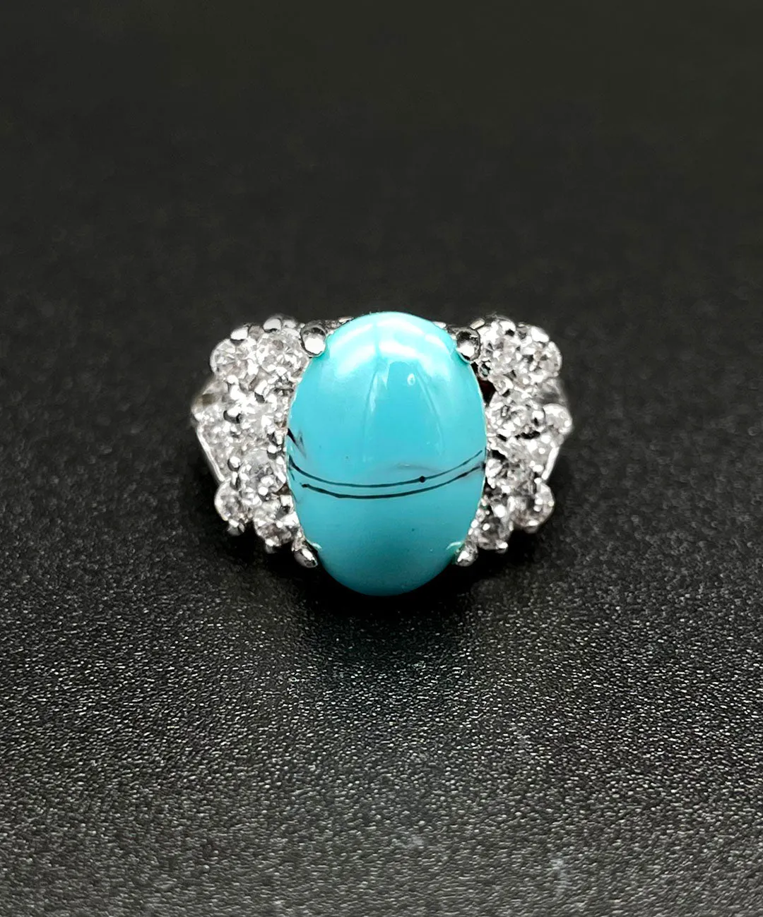 【USA輸入】ヴィンテージ ターコイズブルー カボション ビジュー リング/Vintage Turquoise Cabochon Bijou Ring