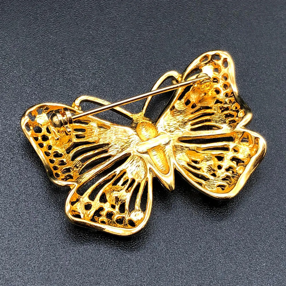 【USA輸入】ヴィンテージ バタフライ ラインストーン ブローチ/Vintage Butterfly Rhinestones Brooch