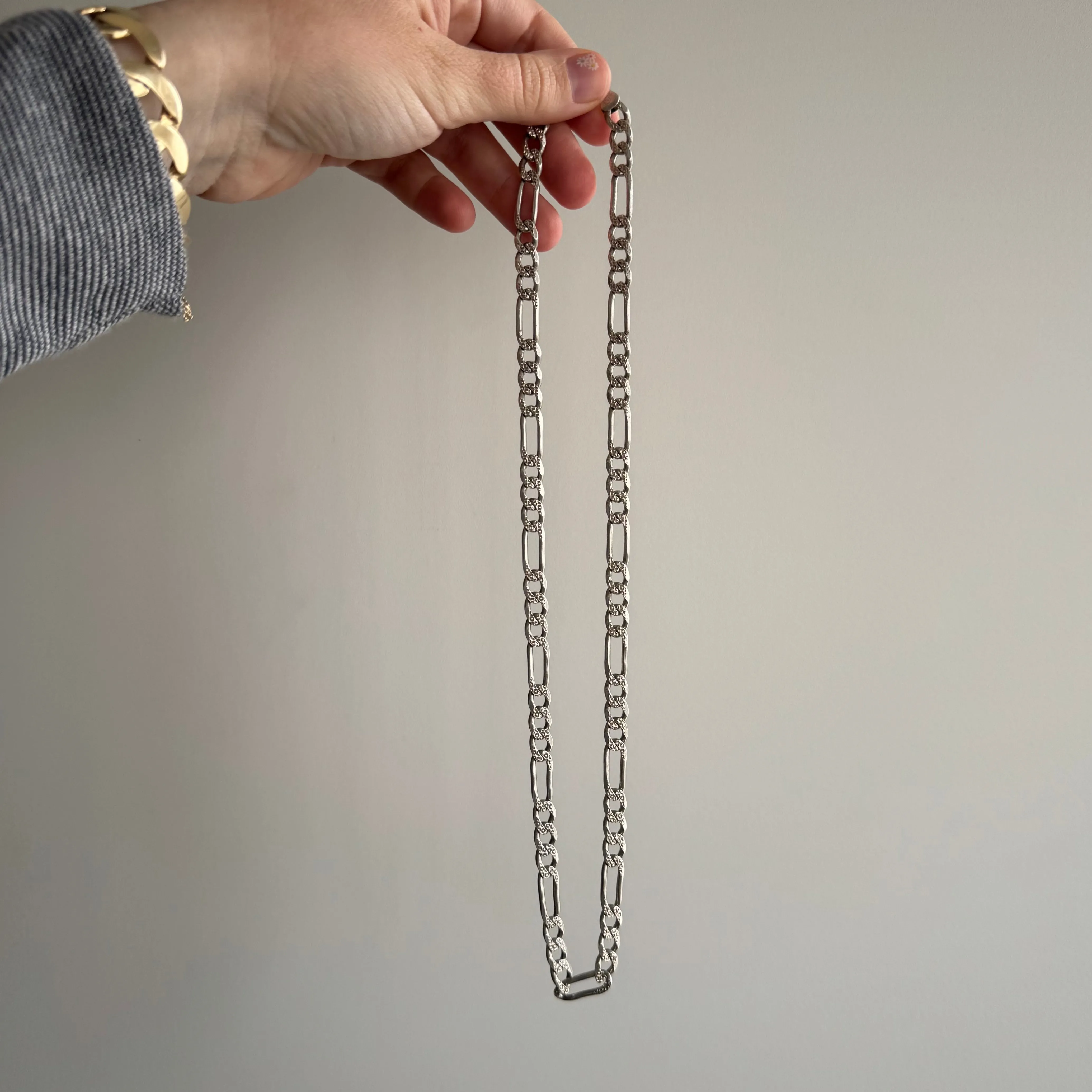 V I N T A G E // double sided figaro / Italy sterling silver figaro chain / 20.75, 32g