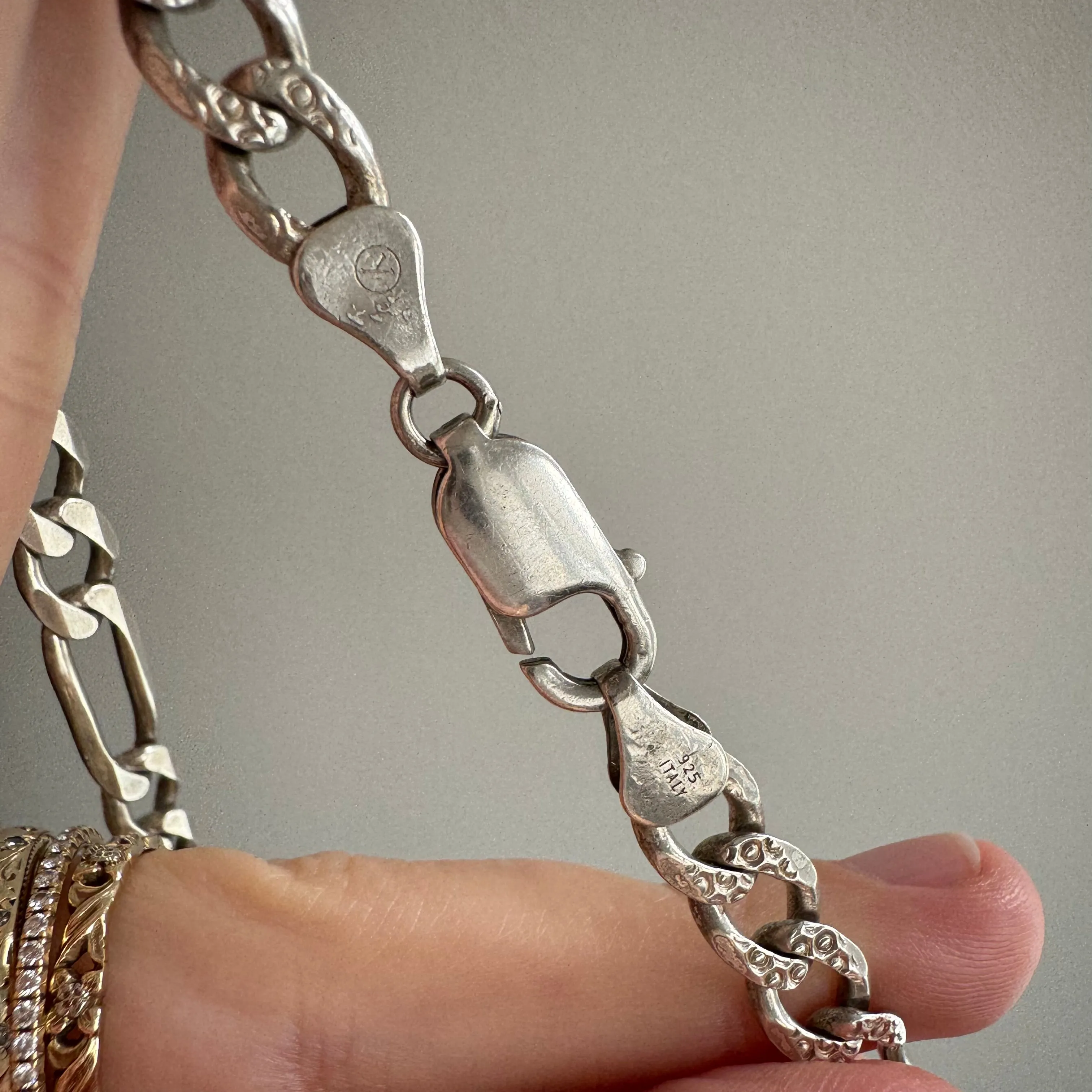 V I N T A G E // double sided figaro / Italy sterling silver figaro chain / 20.75, 32g