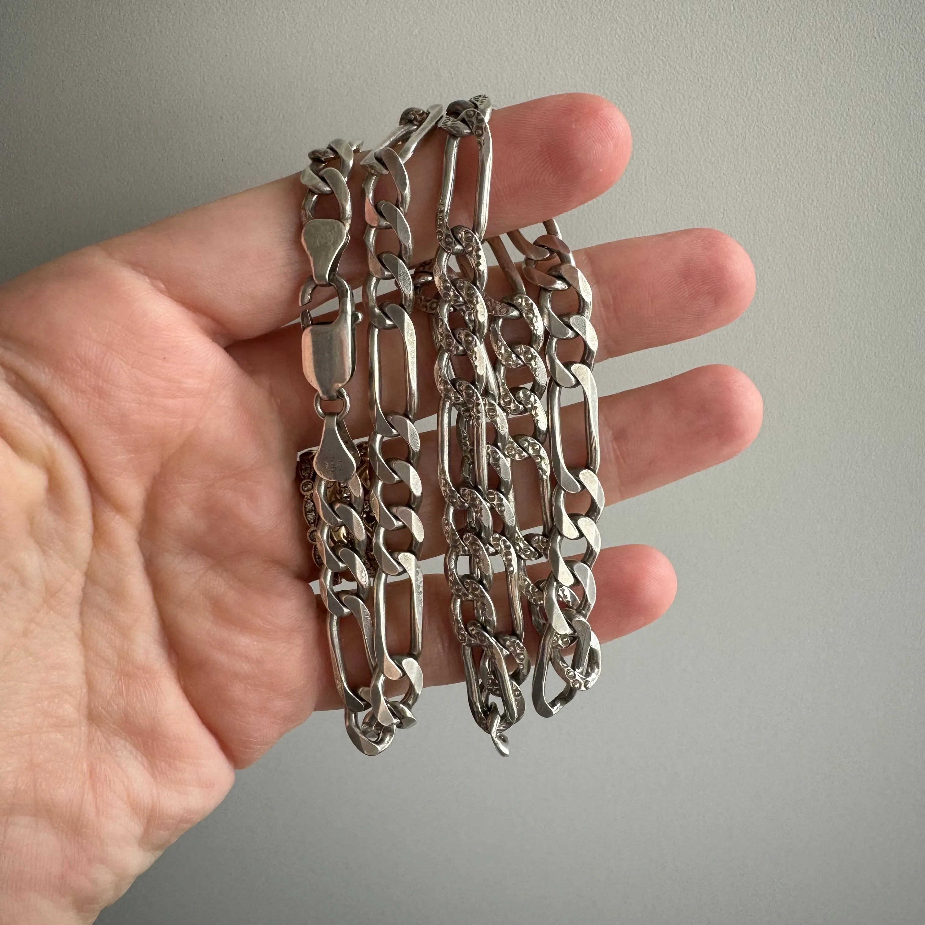 V I N T A G E // double sided figaro / Italy sterling silver figaro chain / 20.75, 32g