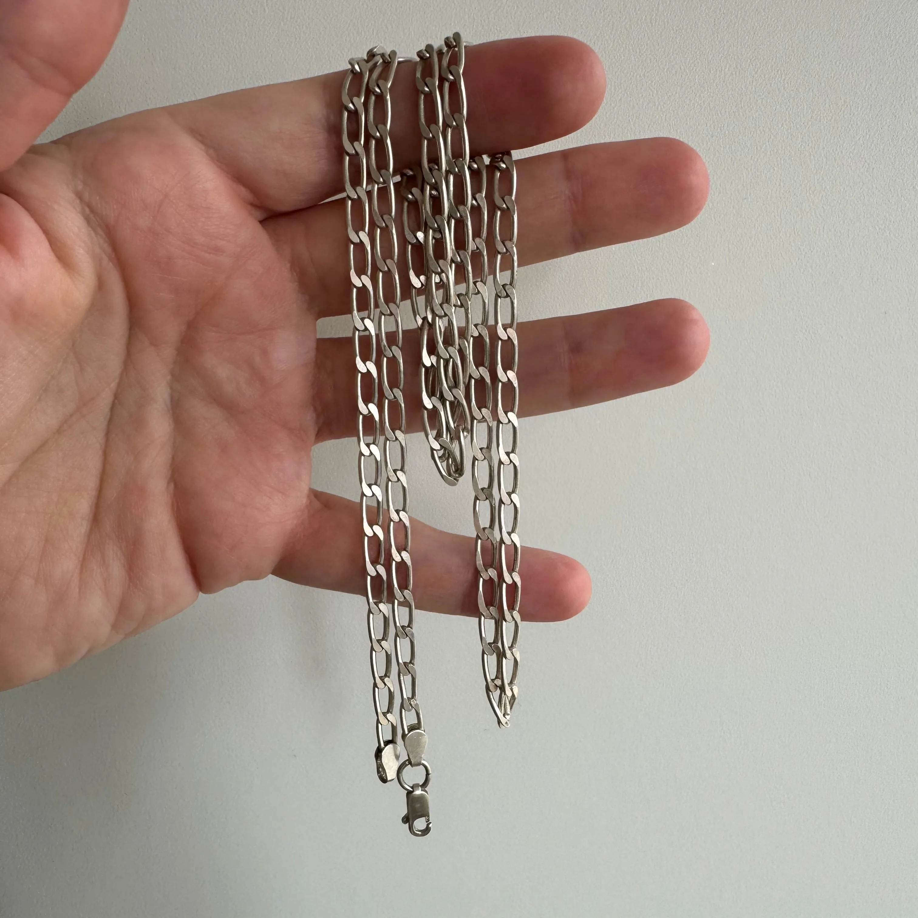 V I N T A G E // oval curb paperclip / sterling silver oval curb chain necklace / 30.25, 16g