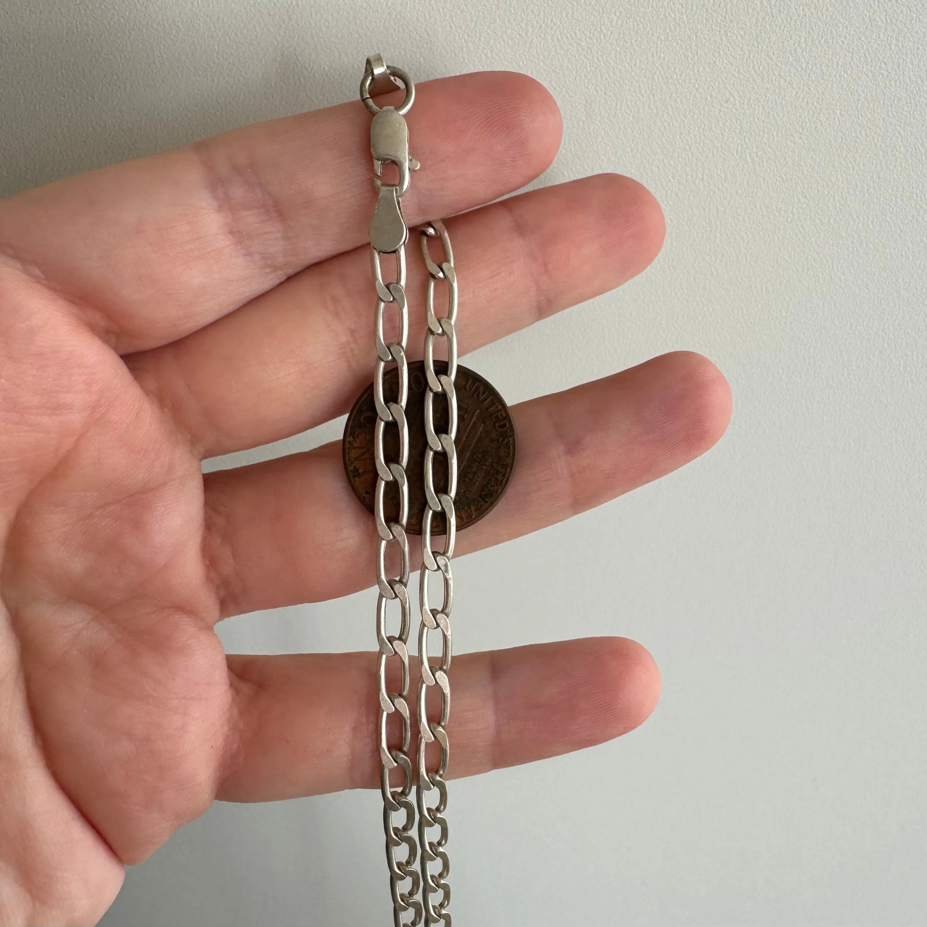 V I N T A G E // oval curb paperclip / sterling silver oval curb chain necklace / 30.25, 16g