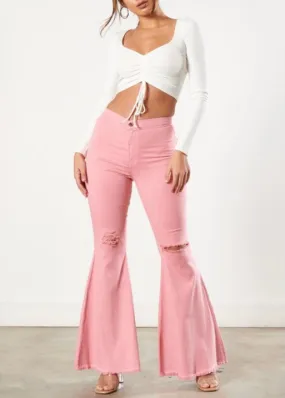 Vibrant Bella Flare Jeans (Blush) P1708