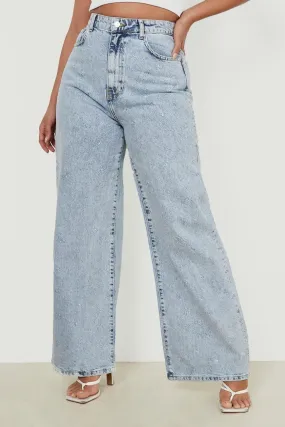 Vintage Wash Wide Leg High Waist Plus Size Jeans