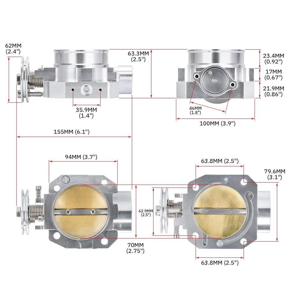 VR Aluminum Upgrade 70MM Throttle Body Silver For Honda Civic Acura Integra B16 B18 Intake Manifold VR6952