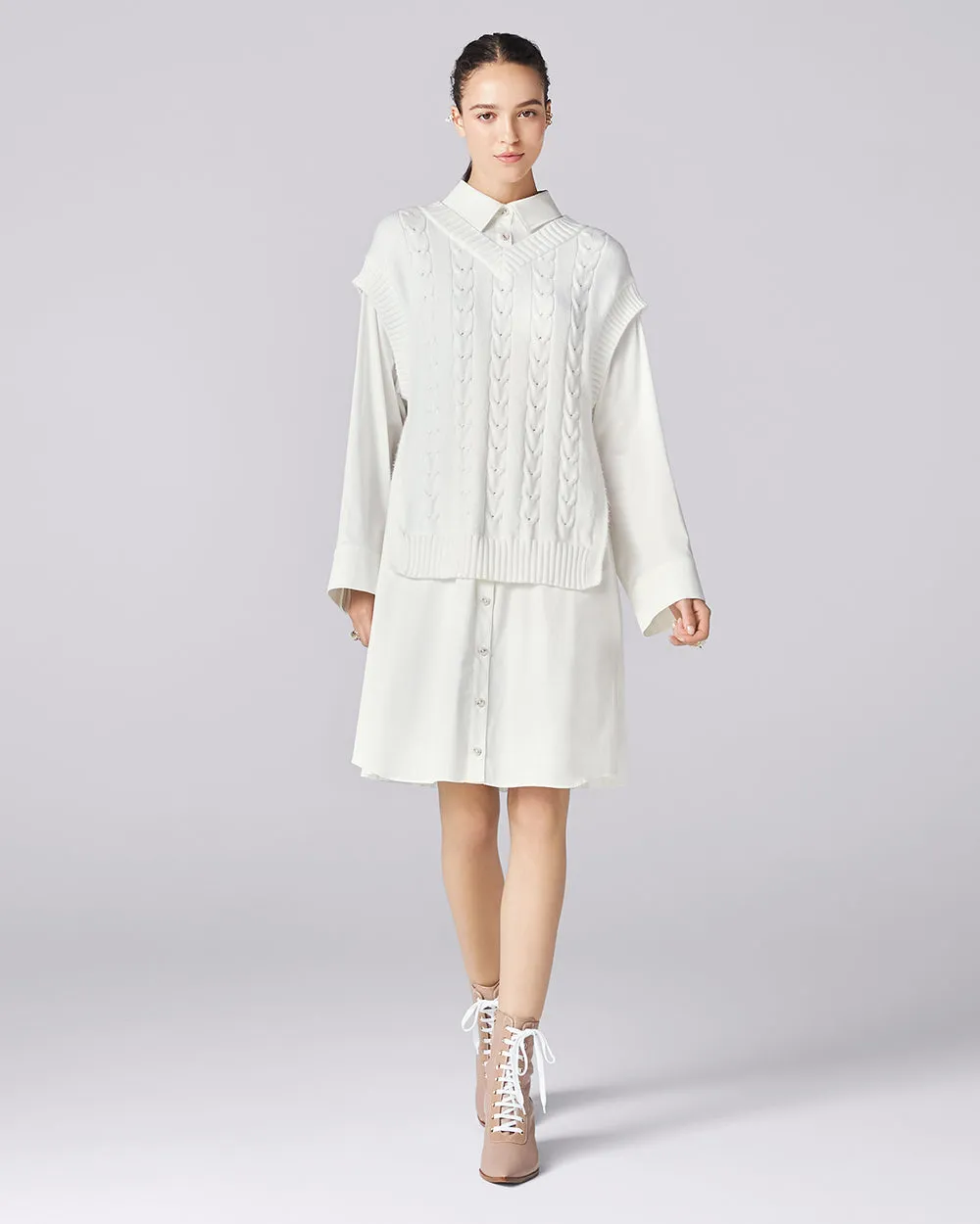 White College Knit Dress