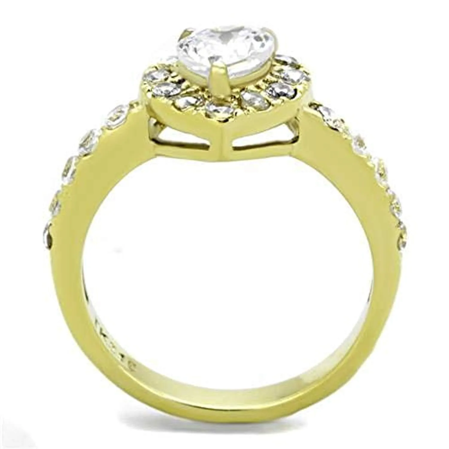 WildKlass Stainless Steel Ring IP Gold Women AAA Grade CZ Clear