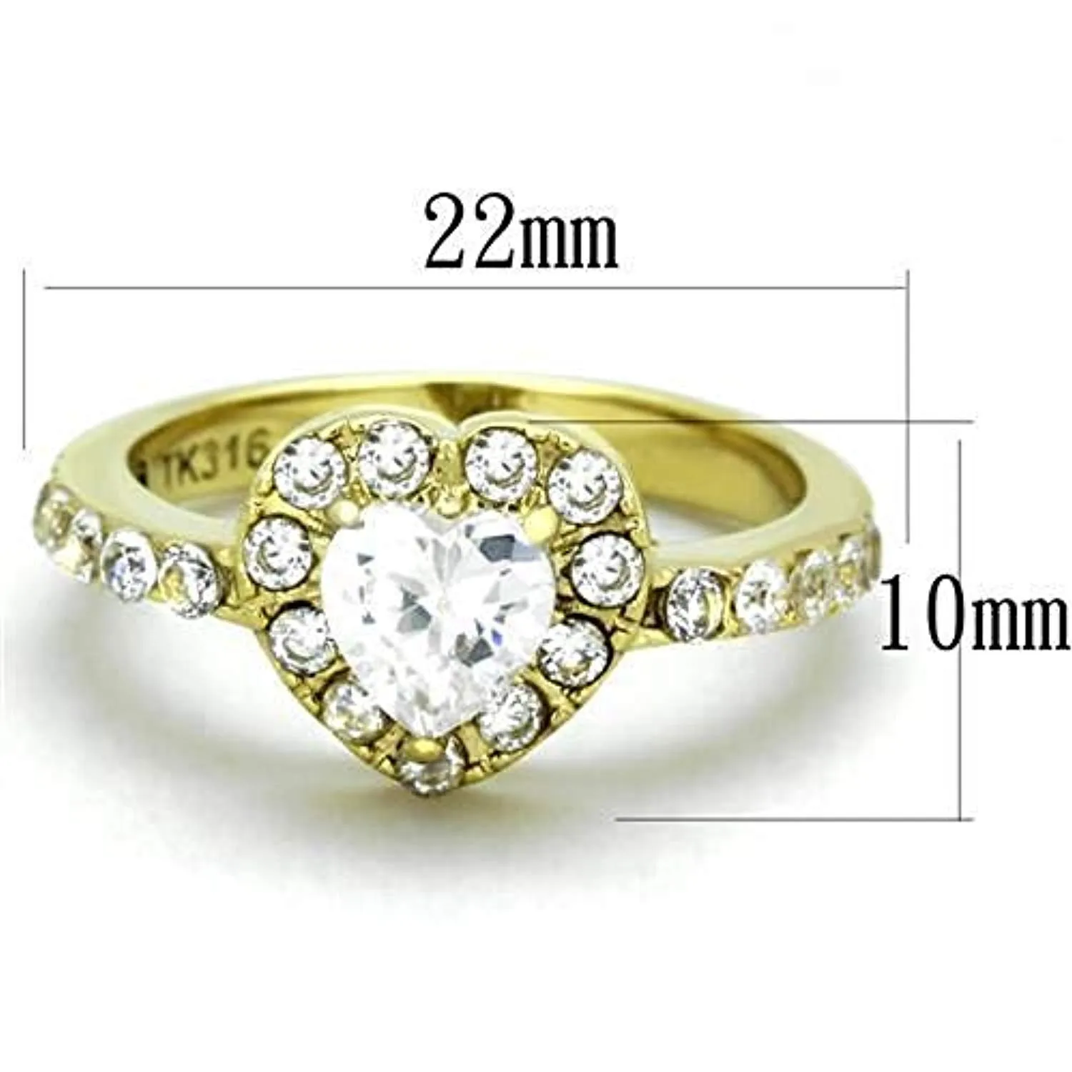 WildKlass Stainless Steel Ring IP Gold Women AAA Grade CZ Clear