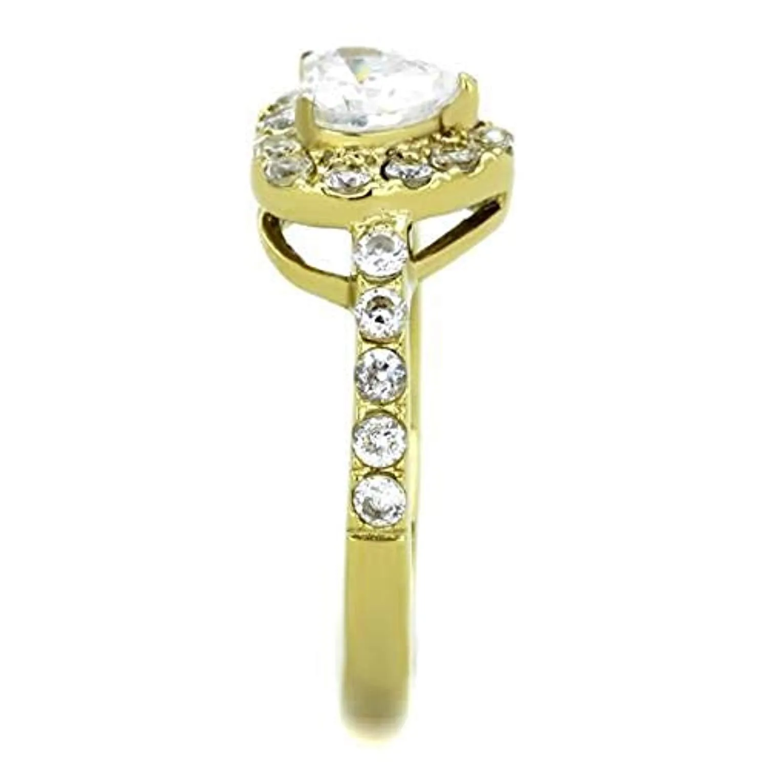 WildKlass Stainless Steel Ring IP Gold Women AAA Grade CZ Clear