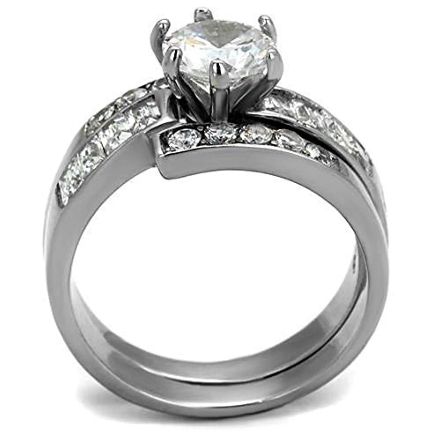 WildKlass Stainless Steel Ring No Plating Women AAA Grade CZ Clear