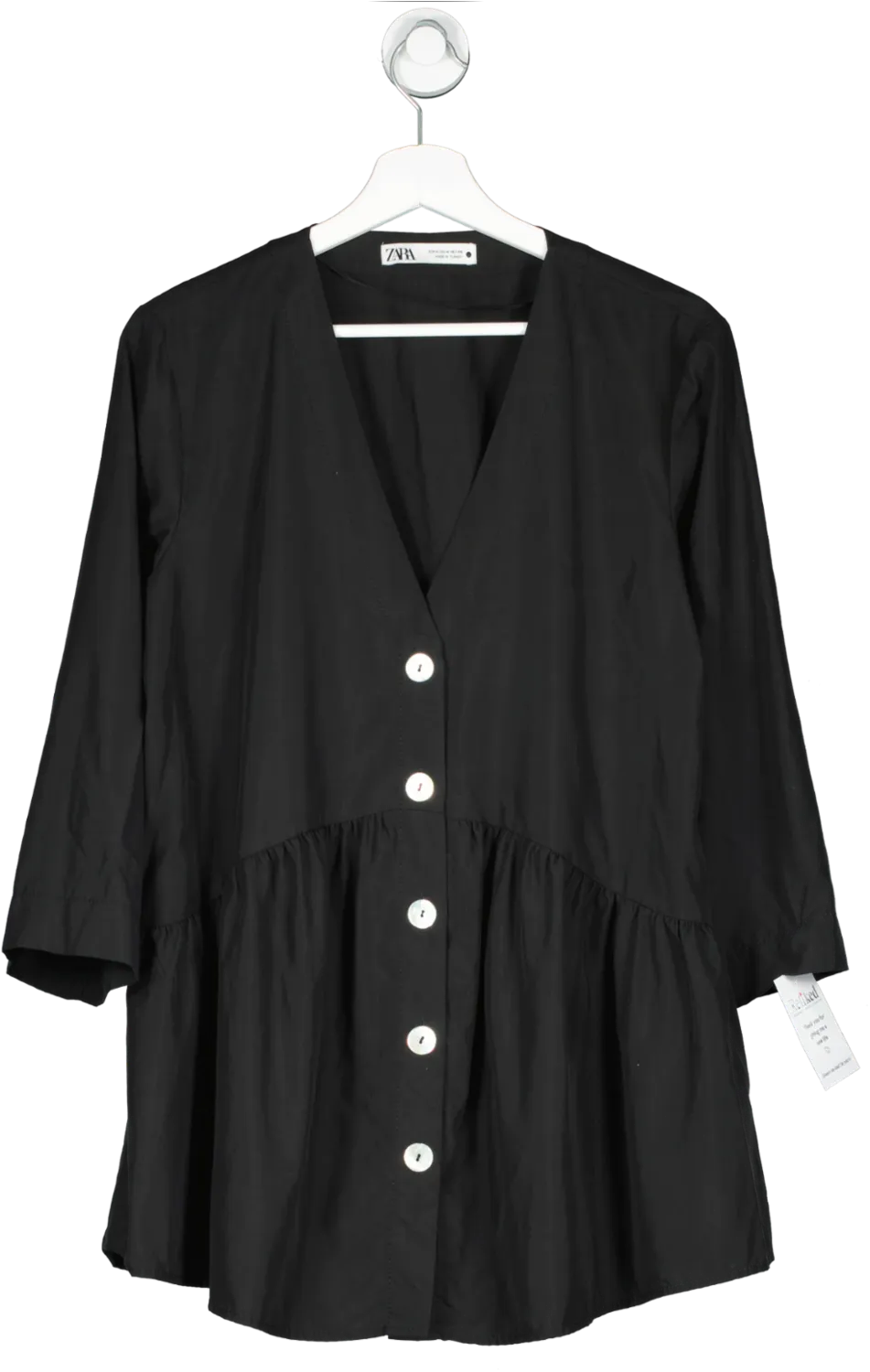 ZARA Black Button Front Mini Dress UK M