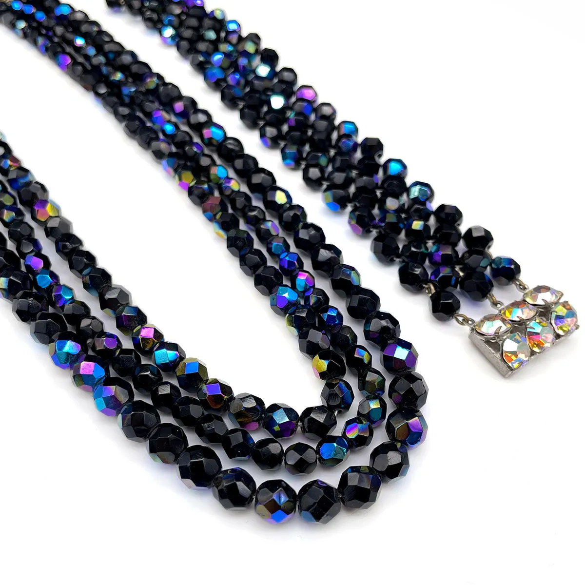 【チェコ買付】ヴィンテージ オーロラ ガラスビーズ ネックレス/Vintage Aurora Glass Beads Necklace