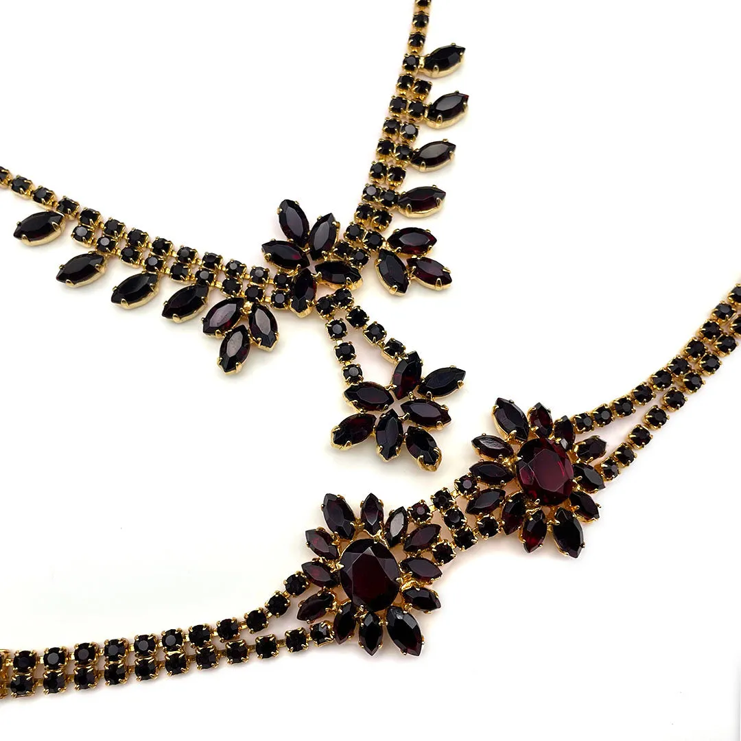 【チェコ買付】ヴィンテージ ダークレッド ビジュー ネックレス/Vintage Dark Red Bijou Necklace